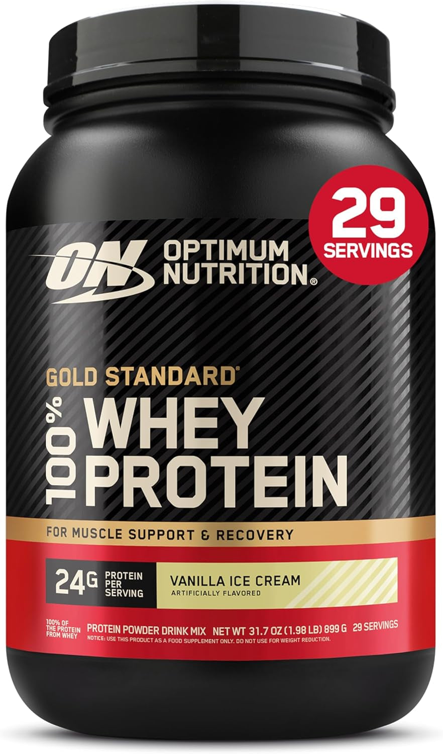 Gold Standard 100% Whey Protein Powder, Vanilla Ice Cream, 2 Pound (Packaging May Vary)