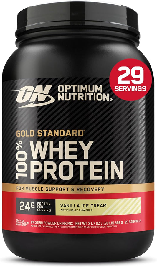 Gold Standard 100% Whey Protein Powder, Vanilla Ice Cream, 2 Pound (Packaging May Vary)