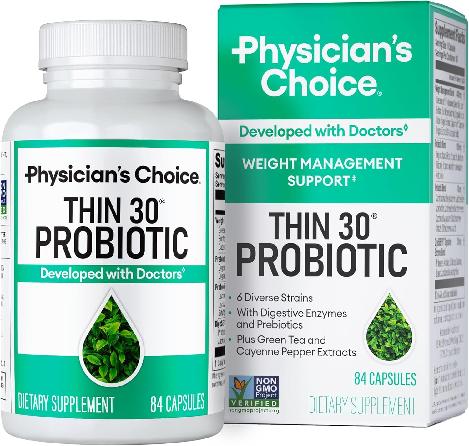 Probiotics for Weight Management & Bloating, 30Ct | 6 Probiotic Strains, Prebiotics, Cayenne, & Green Tea for Gut Health, Bloating Relief, & Weight Management for Women & Men