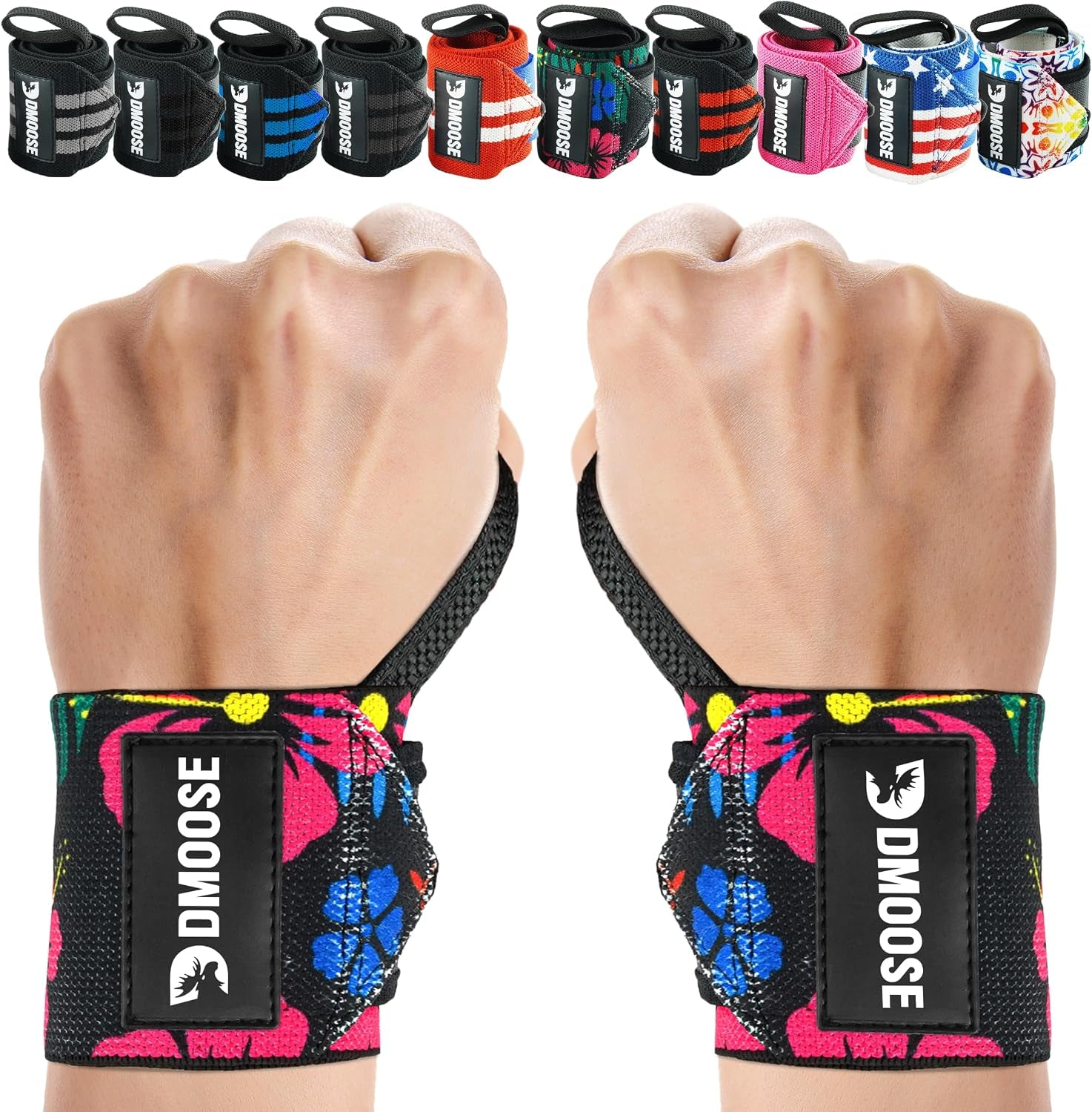 Wrist Wraps for Weightlifting 18" - Heavy Duty Gym Wrap with Hand Thumb Loop for Support & Pain Relief, USPA Approved Powerlifting, Weight Lifting Wrist Straps for Men & Women Work Out