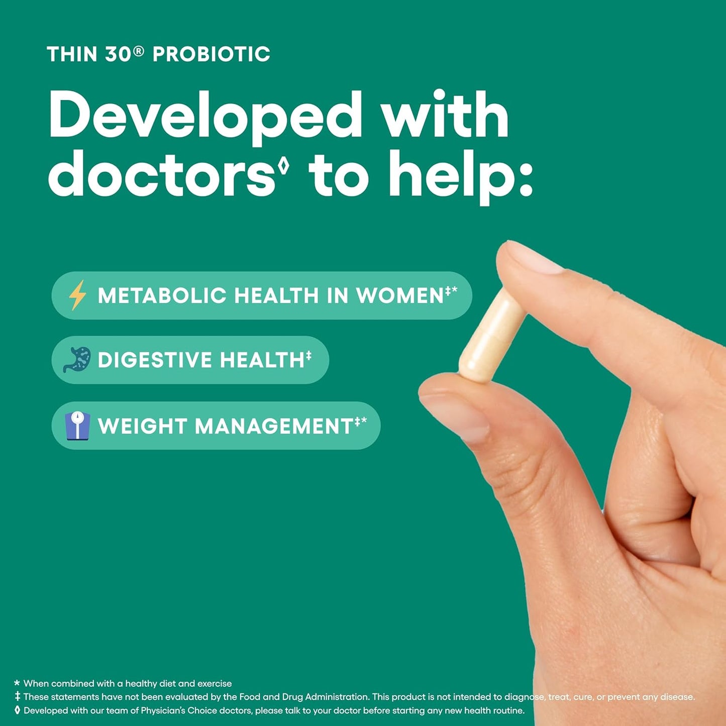Probiotics for Weight Management & Bloating, 30Ct | 6 Probiotic Strains, Prebiotics, Cayenne, & Green Tea for Gut Health, Bloating Relief, & Weight Management for Women & Men