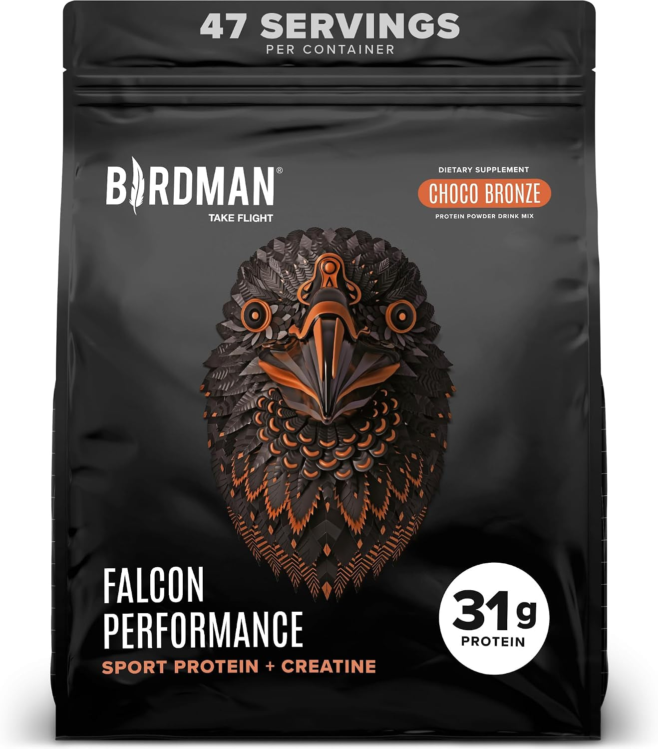 Falcon Performance Vegan Protein Powder, 31G Protein, 5G Creatine, 5G BCAA, Probiotics, Electrolytes, Pre Workout, Low Carb, Sugar Free & Dairy Free, Plant Based Chocolate Protein -19 Servings