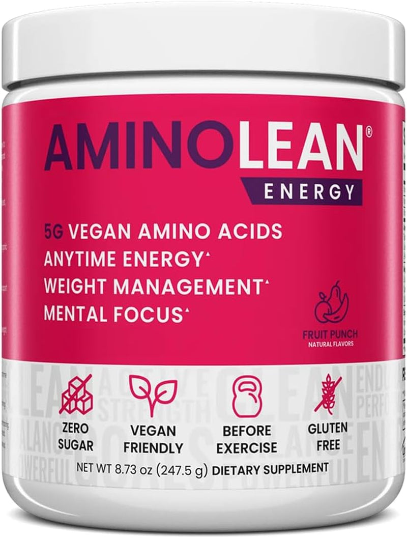 Aminolean Pre Workout Powder & Natural Amino Energy with Vegan BCAA + EAA | Jitter-Free Preworkout Energy from Green Tea + Amino Acids & Weight Management for Women & Men - Vegan, Zero Sugar, No Crash