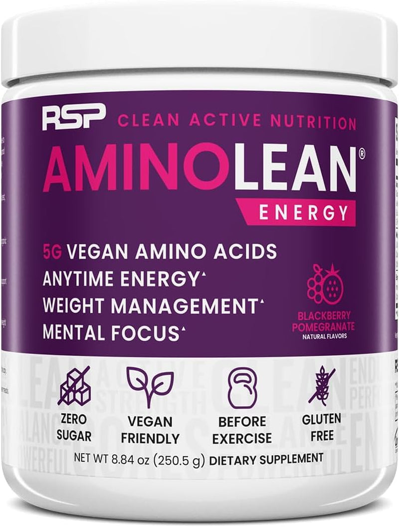 Aminolean Pre Workout Powder & Natural Amino Energy with Vegan BCAA + EAA | Jitter-Free Preworkout Energy from Green Tea + Amino Acids & Weight Management for Women & Men - Vegan, Zero Sugar, No Crash