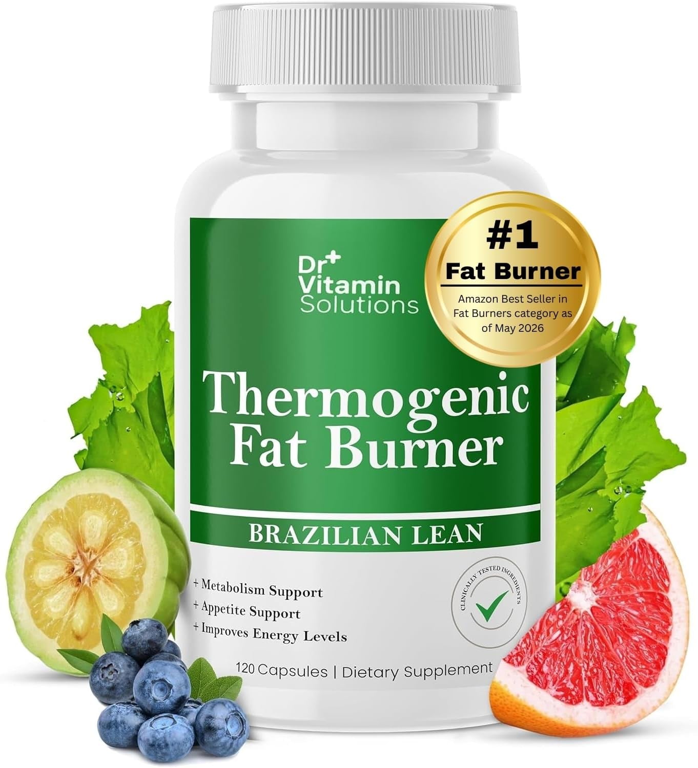 Thermogenic Fat Burner Brazilian Lean, Weight Loss Pills for Women, Waist Trimmer & Supplements for Bloating for Women & Men, 60 Capsules