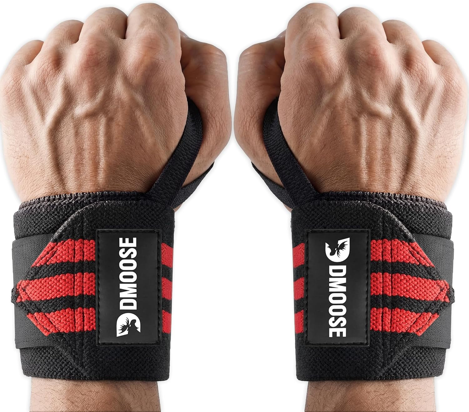Wrist Wraps for Weightlifting 18" - Heavy Duty Gym Wrap with Hand Thumb Loop for Support & Pain Relief, USPA Approved Powerlifting, Weight Lifting Wrist Straps for Men & Women Work Out