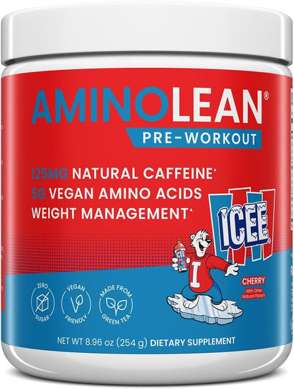 Aminolean Pre Workout Powder & Natural Amino Energy with Vegan BCAA + EAA | Jitter-Free Preworkout Energy from Green Tea + Amino Acids & Weight Management for Women & Men - Vegan, Zero Sugar, No Crash