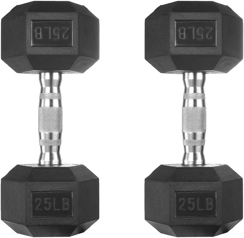 HEX Dumbbell Set 2.5-125Lb, Rubber Encased Home Gym Dumbbells, Exercise & Fitness Weights Dumbbells for Women & Men, Hand Weight for Strength Training