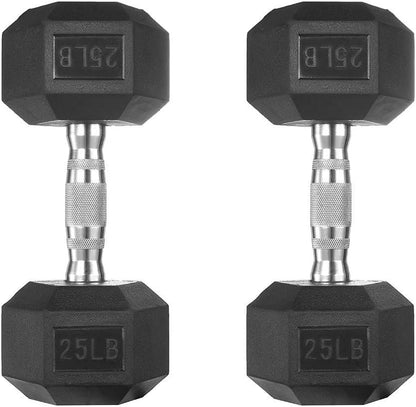 HEX Dumbbell Set 2.5-125Lb, Rubber Encased Home Gym Dumbbells, Exercise & Fitness Weights Dumbbells for Women & Men, Hand Weight for Strength Training