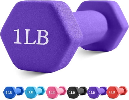 Weights Dumbbells with Neoprene Coating（Single）, 1LB-3LB Anti-Roll, Anti-Slip, Hexagonal Home Fitness Equipment for Shoulder, Neck, and Hand Training for Seniors over 55 Old