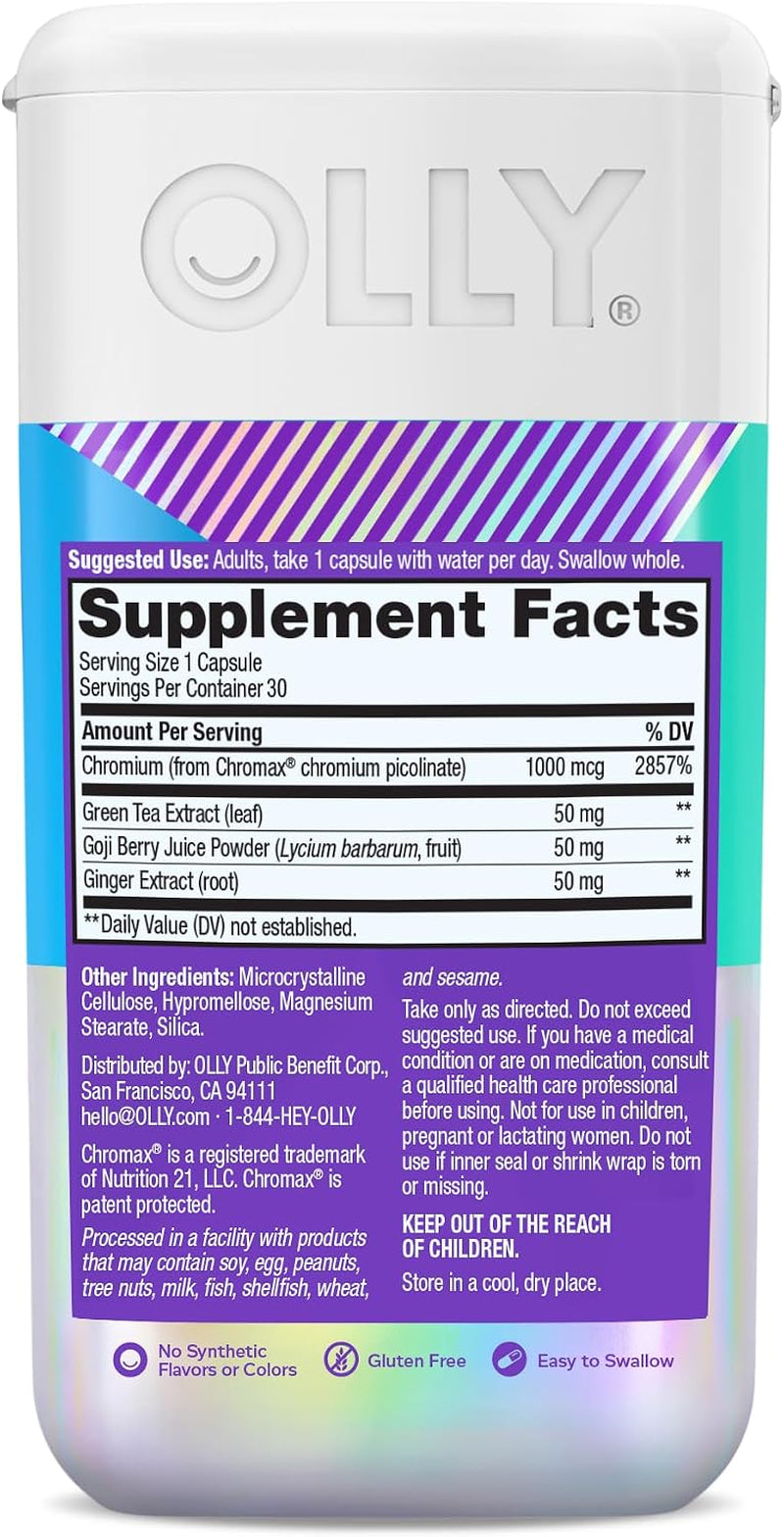 Combat Cravings, Metabolism & Energy Support Supplement,1000 Mcg Chromium, Green Tea, Goji Berry, Ginger - 30 Count