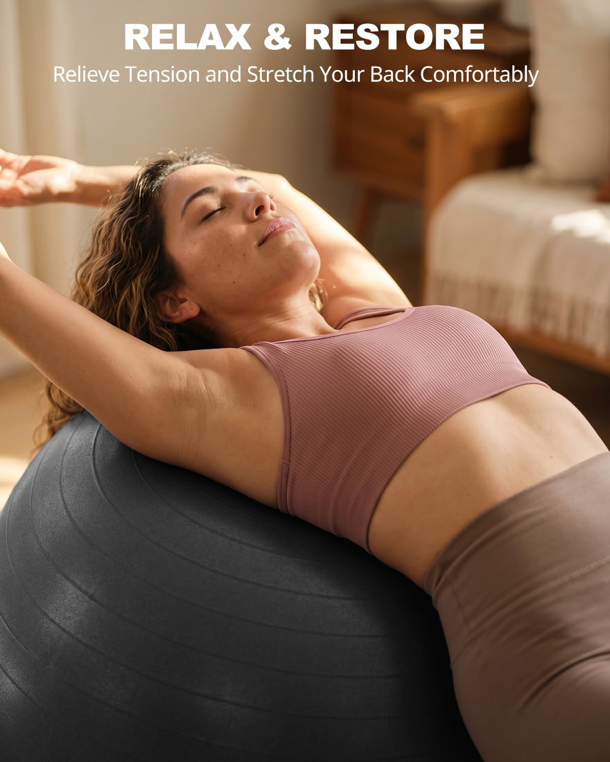 Yoga Ball for Exercise, Pilates, Core & Balance Training, Stability Ball for Pregnancy & Birthing Prep, Physical Therapy, Daily Stretching, Office Chair for Active Sitting, Quick Pump Included