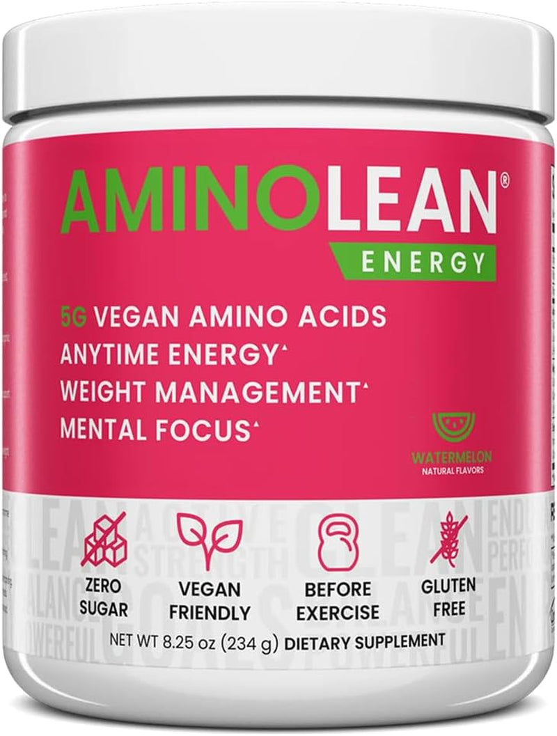 Aminolean Pre Workout Powder & Natural Amino Energy with Vegan BCAA + EAA | Jitter-Free Preworkout Energy from Green Tea + Amino Acids & Weight Management for Women & Men - Vegan, Zero Sugar, No Crash