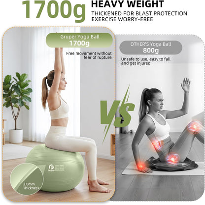Bouncy Buddy Yoga Orb: Versatile Inflatable Seating for Stretching and Comfort, Available in Four Sizes with Included Pump and Flexibility Guide