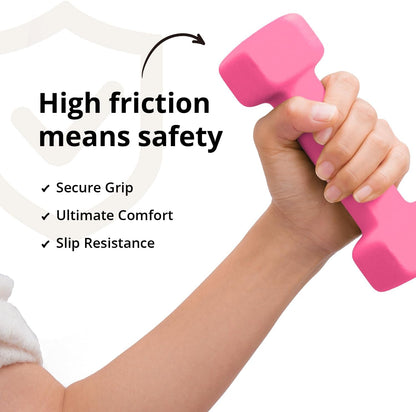 Weights Dumbbells with Neoprene Coating（Single）, 1LB-3LB Anti-Roll, Anti-Slip, Hexagonal Home Fitness Equipment for Shoulder, Neck, and Hand Training for Seniors over 55 Old