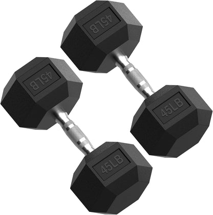 HEX Dumbbell Set 2.5-125Lb, Rubber Encased Home Gym Dumbbells, Exercise & Fitness Weights Dumbbells for Women & Men, Hand Weight for Strength Training