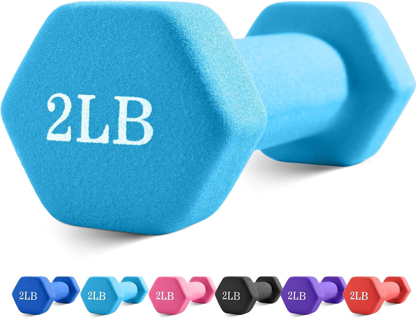 Weights Dumbbells with Neoprene Coating（Single）, 1LB-3LB Anti-Roll, Anti-Slip, Hexagonal Home Fitness Equipment for Shoulder, Neck, and Hand Training for Seniors over 55 Old
