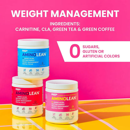Aminolean Pre Workout Powder & Natural Amino Energy with Vegan BCAA + EAA | Jitter-Free Preworkout Energy from Green Tea + Amino Acids & Weight Management for Women & Men - Vegan, Zero Sugar, No Crash