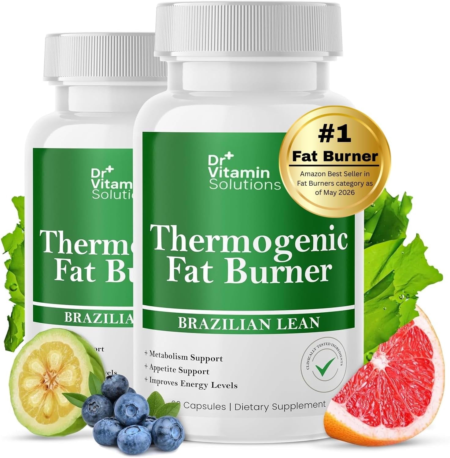 Thermogenic Fat Burner Brazilian Lean, Weight Loss Pills for Women, Waist Trimmer & Supplements for Bloating for Women & Men, 60 Capsules