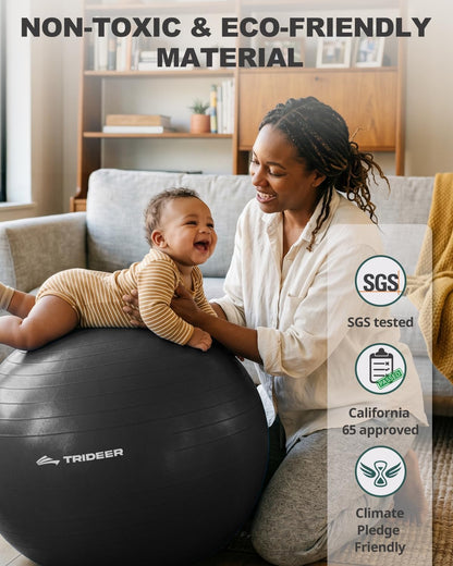 Yoga Ball for Exercise, Pilates, Core & Balance Training, Stability Ball for Pregnancy & Birthing Prep, Physical Therapy, Daily Stretching, Office Chair for Active Sitting, Quick Pump Included
