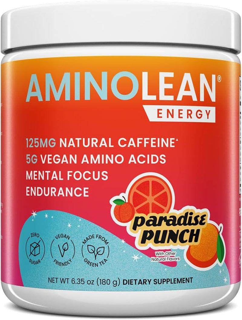 Aminolean Pre Workout Powder & Natural Amino Energy with Vegan BCAA + EAA | Jitter-Free Preworkout Energy from Green Tea + Amino Acids & Weight Management for Women & Men - Vegan, Zero Sugar, No Crash