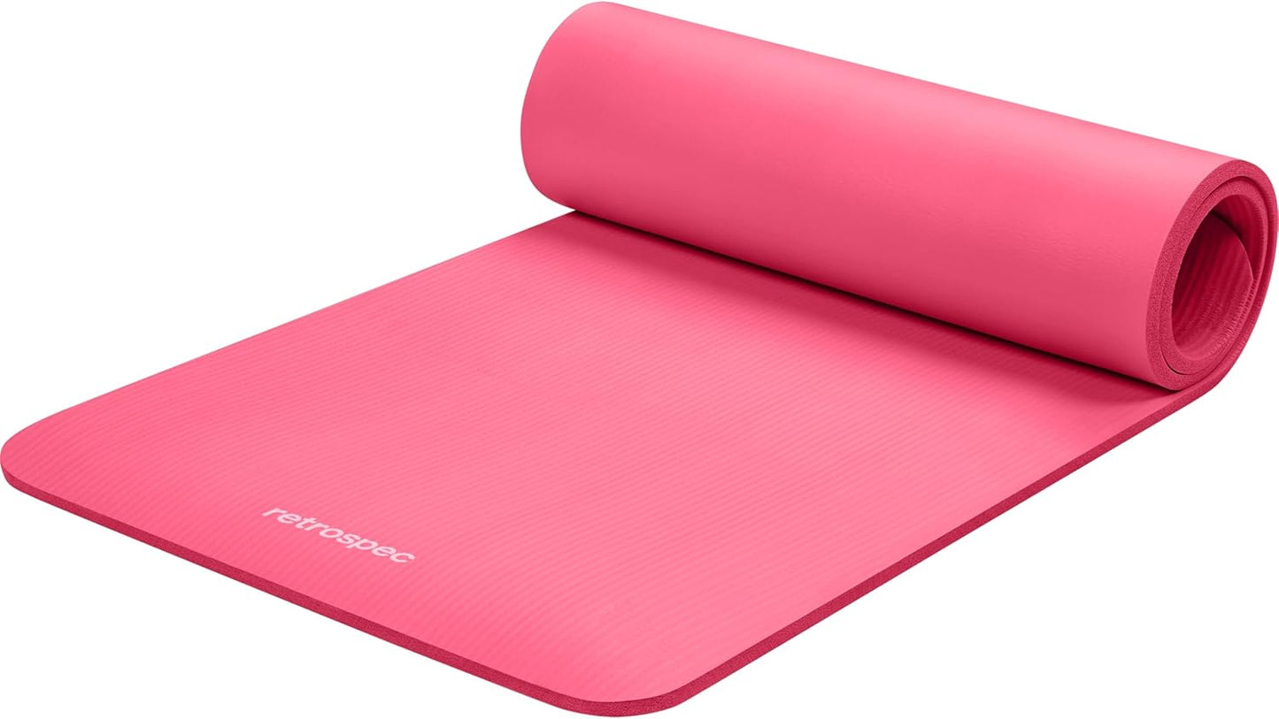 Solana Yoga Mat Thick 1/2In Non-Slip Workout Mat with Nylon Strap - 72X24In Exercise Mat for Pilates, Stretching & Fitness - BPA Free, Easy Clean