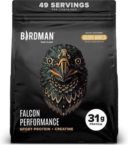 Falcon Performance Vegan Protein Powder, 31G Protein, 5G Creatine, 5G BCAA, Probiotics, Electrolytes, Pre Workout, Low Carb, Sugar Free & Dairy Free, Plant Based Chocolate Protein -19 Servings