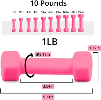 Weights Dumbbells with Neoprene Coating（Single）, 1LB-3LB Anti-Roll, Anti-Slip, Hexagonal Home Fitness Equipment for Shoulder, Neck, and Hand Training for Seniors over 55 Old