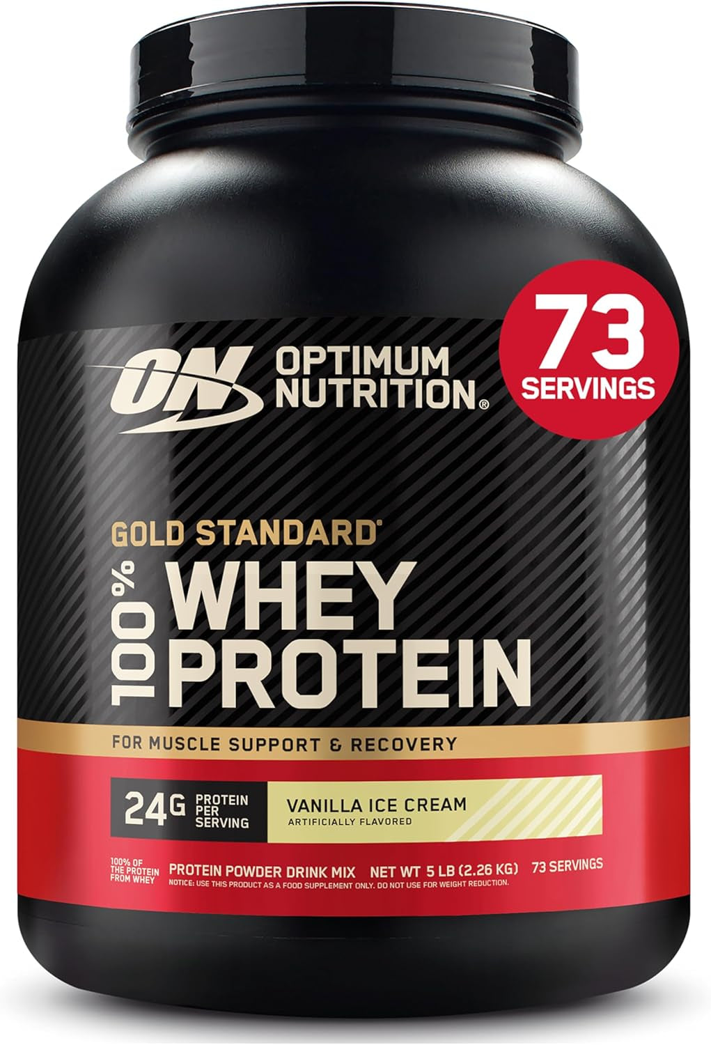 Gold Standard 100% Whey Protein Powder, Vanilla Ice Cream, 2 Pound (Packaging May Vary)