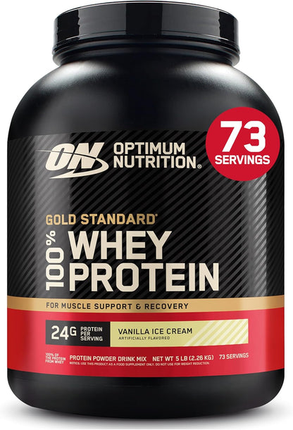 Gold Standard 100% Whey Protein Powder, Vanilla Ice Cream, 2 Pound (Packaging May Vary)