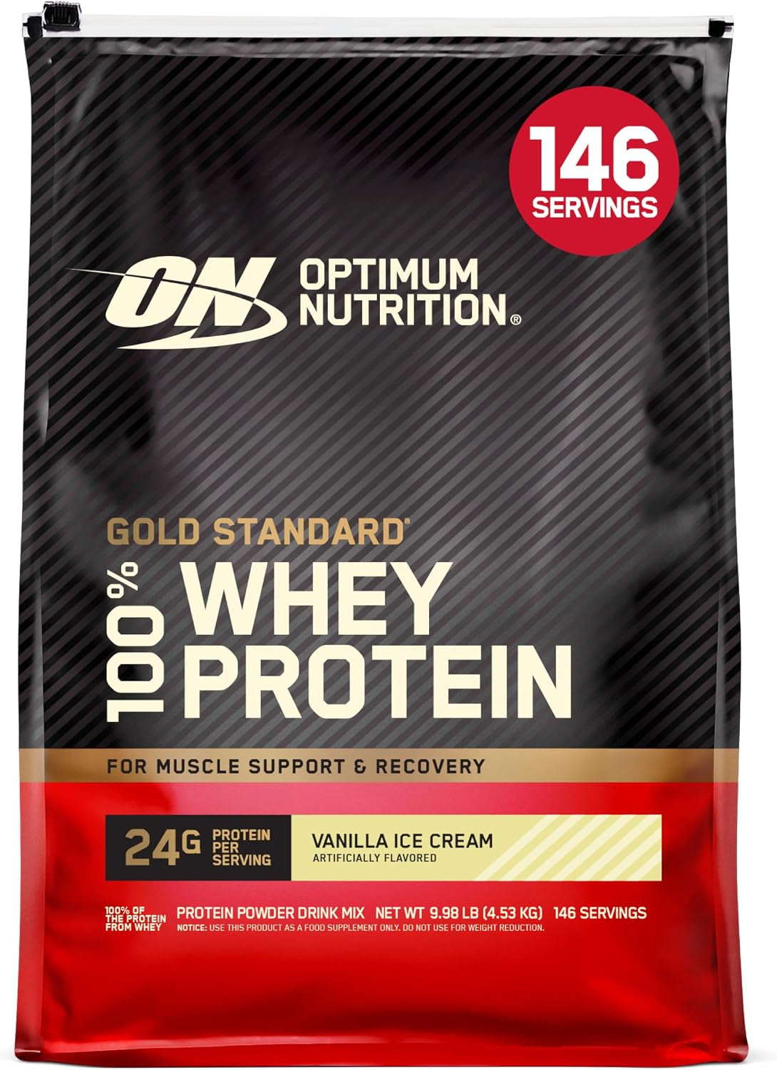 Gold Standard 100% Whey Protein Powder, Vanilla Ice Cream, 2 Pound (Packaging May Vary)