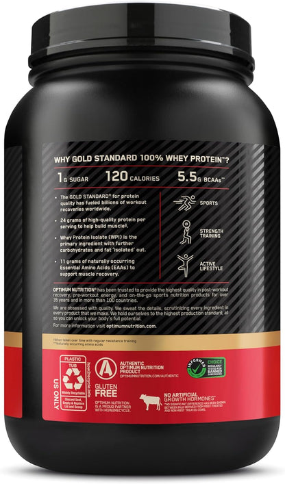 Gold Standard 100% Whey Protein Powder, Vanilla Ice Cream, 2 Pound (Packaging May Vary)