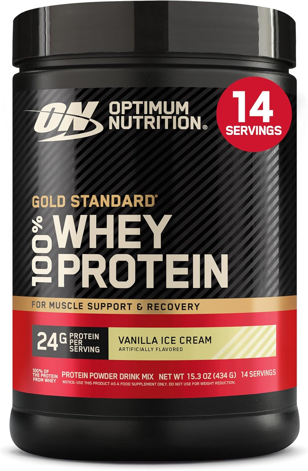 Gold Standard 100% Whey Protein Powder, Vanilla Ice Cream, 2 Pound (Packaging May Vary)